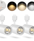 Three Color Temperature 20W LED Track Lighting Heads Dimmable Flicker Free 36 Degree Beam 2000 Lumen Per Head CRI90 Plus 3 Pack