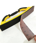 Custom Fit Mesh Sandpaper Sheets 80 To 320 Grit with a hand sander, ideal for woodworking and paint stripping.
