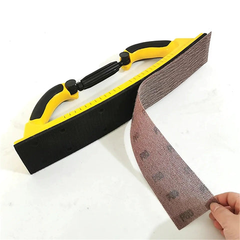 Custom Fit Mesh Sandpaper Sheets 80 To 320 Grit with a hand sander, ideal for woodworking and paint stripping.