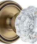 Soleil Rosette Passage Door Knob Set With Versailles Crystal Knob In Vintage Brass Finish Solid Forged Brass Built To Last