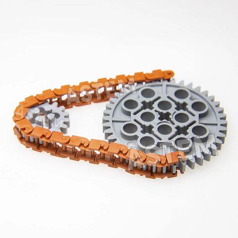 Technic Gears And Axles Pack Compatible With Technic Sets Random Colors 100 Plus Pieces For Car Building And Brick Accessories 118 Piece Gear Rack Kit Builders Love And Diy Ready showing grey and brown chain links