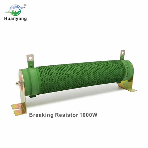 Huanyang braking resistor 1000W, 100 ohm, green cylindrical with mounting brackets
