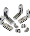 Heavy Duty L Shape Corner Brace Brackets With Matching Screws For Quick Furniture Repair Built Tough, showing M8 steel brackets and screws.