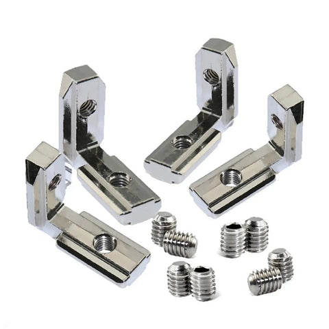 Heavy Duty L Shape Corner Brace Brackets With Matching Screws For Quick Furniture Repair Built Tough, showing M8 steel brackets and screws.