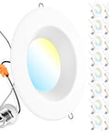 16 Pack LED Recessed 6 Inch Can Lights With Dimmable 13W Retrofit Downlights, 965 Lumen, 100W Equivalent, Five Color CCT
