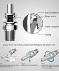 Horiznext 5/16 inch stainless steel 304 compression fitting for tubes; front view with threaded end
