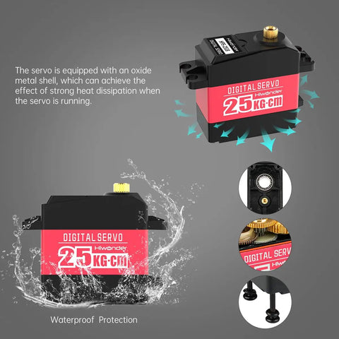 Beefy Torque 25Kg Digital Servo Motor With High Torque PWM Waterproof Full Metal Gear Steering Servo for robotic projects.