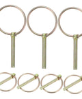 Heavy Duty Lynch Pin Locking Pin Kit for Trucks Trailers Mowers and ATVs Eight Piece Universal Ring Set Built Tough for Farm Utility Use with Durable Steel Construction and Easy Install, eight steel pins