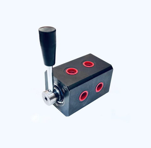 Built To Last Heavy Duty Hydraulic 6 Way Diverter Valve With 3/8 Inch BSPT Ports Alloy Steel Construction Cataphoresis Coating Dual Input Four Output Flow Control For Dual Actuator Systems, black lever
