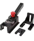 Adjustable Drill Guide Kit For Woodworking With Precision Hole Drilling Durable Plastic Construction Automatic Alignment 3 To 12mm Range Ideal For DIYers And Pros Ready To Tackle Any Project featuring multiple black components on a white background.