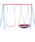 Heavy Duty A Frame Swing Set For Backyard With 440 Lb Capacity 32 Inch Saucer Swing And Belt Swing Seat Metal Outdoor
