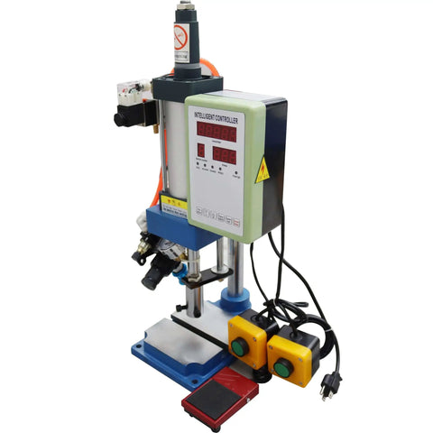 Desktop Pneumatic Punch Press Machine With 110V Power And 440 Lb And 200 Kg Of Force, Digital Display Controller, 0.6 Inch Die Hole