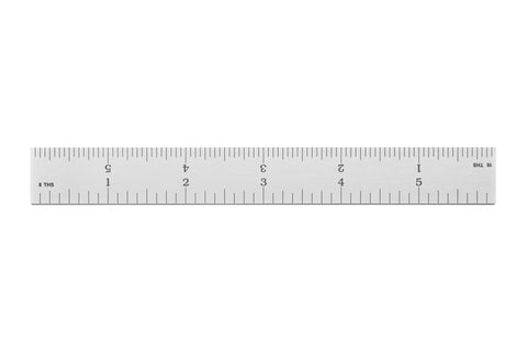 Dead Nuts Accurate Six Inch Metal Ruler Featuring Sharp Etched Scale Markings Built From Fully Hardened Carbon Steel With Sleek Chrome Plating for clear measurements.