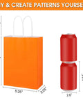 32 Pack Kraft Paper Gift Bags With Handles Six Color Rainbow Set For Birthday Parties Baby Showers Weddings And Crafts Durable Reusable Party Favor Bags Eight Inch Height Five Inch Length Three Inch Width orange bag size comparison with soda cans.