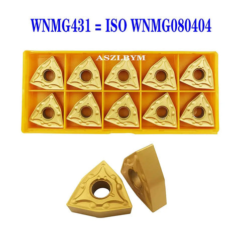10 WNMG431 carbide inserts in yellow box, triangle shape, PVD coated for CNC lathe. 30 Pieces CNMG 431 WNMG 431 TNMG 331 CNC Lathe Indexable Solid Carbide Turning Inserts For Finishing Steel Like A Boss High Hardness Low Friction Great Wear Resistance For Lathe Tools And Tool Holders