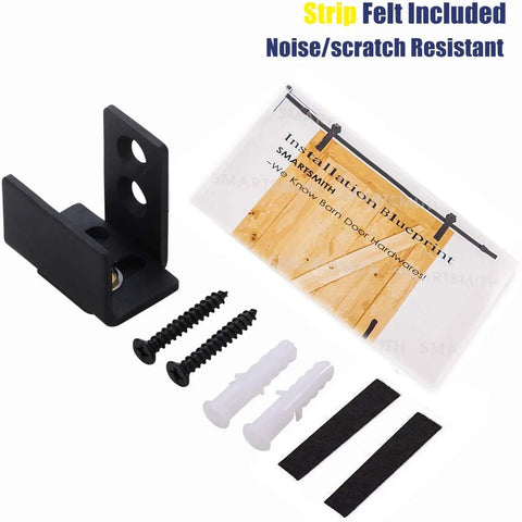 Low Profile Sliding Barn Door Guide With Adjustable Wall Mount Bracket For Floor Or Cabinet Use Matte Black Finish 2 Pcs