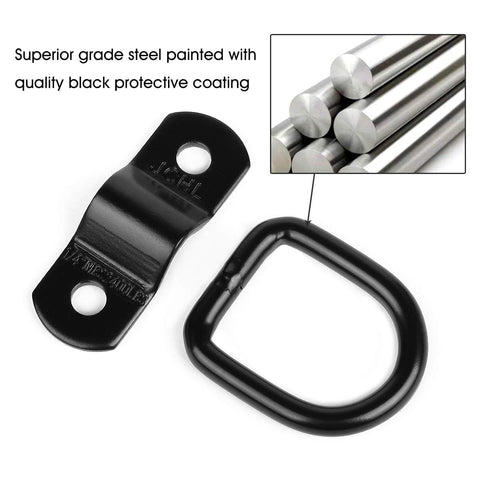 Beefy Heavy Duty D Ring Tie Down Anchors And Hooks For Trailer, Truck Bed, Camper And Pickup - Surface Mount, Steel Close-Up