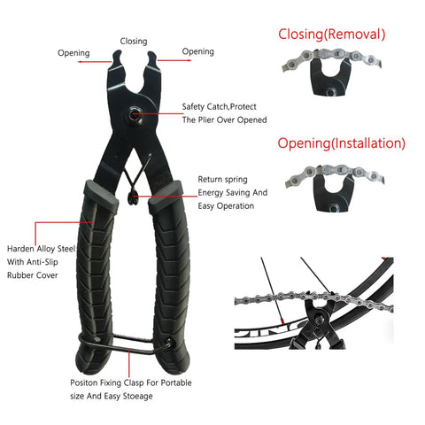 All In One Bike Chain Breaker Tool Set For 1 To 12 Speed Chains Includes Chain Pliers And Wear Indicator, pliers view