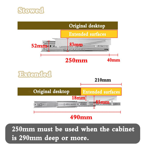 Badass Heavy Duty Steel Drawer Slides With Smooth As Butter Soft Close Glide For Extendable Desk Cabinet Hardware dimensions diagram