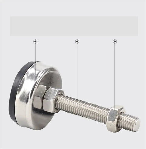 Adjustable Leveling Feet Set Stainless Steel Rubber M8-M14 Swivel Base Black Finish For Furniture And Equipment Tool Free Install 2 4 6 10 Pack D65xm14x100mm Heavy Duty Stabilizers stainless steel foot with rubber base and threaded bolt