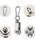 Heavy Duty Stainless Steel Snatch Pulley Block With 360 Degree Swivel Wheel Carabiner For Lifting And Winching U Groove Pulley Set
