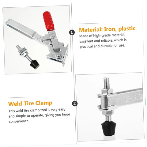 Heavy Duty Welding Toggle Clamps for Woodworking 2 Pack with quick release, rubber tips, iron and plastic materials