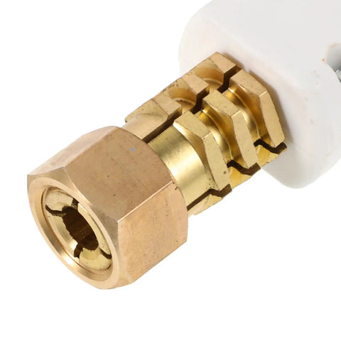 Close-up of a brass fitting on an Automotive Spot Welding Torch For Cars, Small Welder For Dent Repair And Metal Restoration tool.