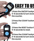 Straight Up Reliable Electric Hand Tally Counter With Comfortable Neck Strap Lcd Screen showing easy-to-use instructions.