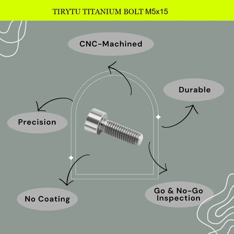 Premium Titanium Bolts M5x15mm Hex Socket Cap Screws With Advanced PVD Coating that shows CNC-machined detail and precision.