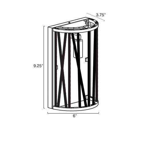 Dimensions diagram of 9-Inch Modern Chic Crystal Wall Sconce with Dangling Faceted Glass Crystals, Rounded Chrome Metal Frame.