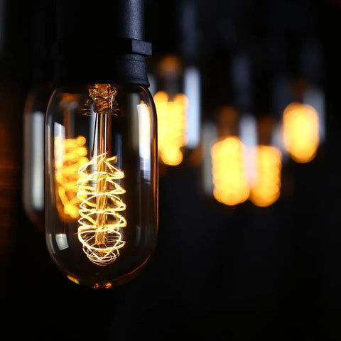 Old School Retro Edison Style T45 25W Dimmable Light Bulbs E26 Base Four Pack Amber Glass Warm Yellow Tungsten Filament Lamps