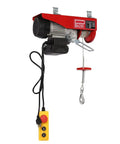 Badass No Sweat 110V Electric Hoist And Winch With 550 Lbs Lift Capacity Overhead Garage Ceiling Crane featuring steel rope and winch remote.