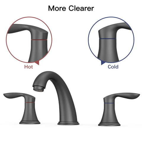 Matte Black Widespread Bathroom Sink Faucet 3 Hole Mount With Stainless Steel Pop Up Drain And cUPC Lead Free Hose Ceramic Valve