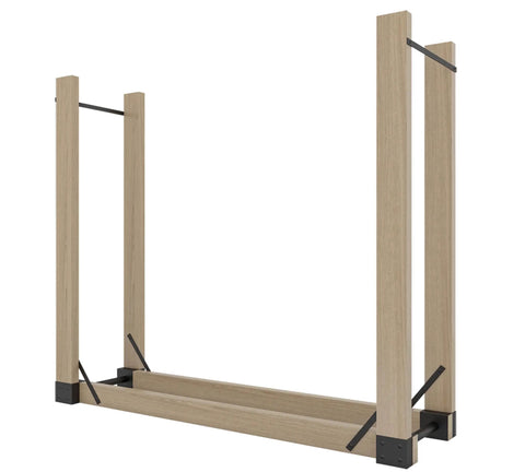 Heavy Duty Firewood Rack Bracket Kit With Rust Resistant Finish For Indoor Or Outdoor Use, DIY Adjustable Length Wood Storage Stand That Attaches To Your Own 2x4 Boards, Freestanding Metal Log Holder