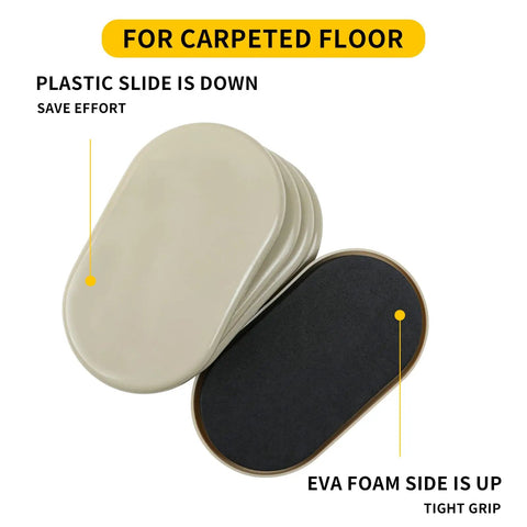 Oval Furniture Sliders 8 Pack, 3.5 x 6 Inches, Reusable Carpet Sliders for Moving Heavy Furniture, Protect Floors and Carpet, Easy Glide, Durable Movers Helpers