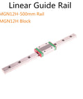 MGN12H 500mm Linear Guide Rail With Sliding Block for 3D Printers, CNC Machines and Robotic Arms, 12mm wide, 8mm high