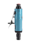 Quarter Inch Pneumatic Die Grinder High Performance Angle Polisher Cutting Tool Lightweight Low Noise Smooth Operator Design For Tight Spaces And Heavy Duty Metal Work Blue side view showing the compact design and controls.