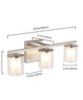 3 Light Glass Vanity Light Fixtures In Nickel Finish Dope Farmhouse Vibe, 17.9 Inch with Clear and Milky Glass Shades