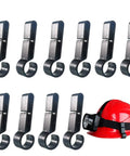 10 Hard Hat Headlamp Clips for Easy Mounting on Narrow Edged Helmets, Pro Grade Groove Fit with Red Helmet