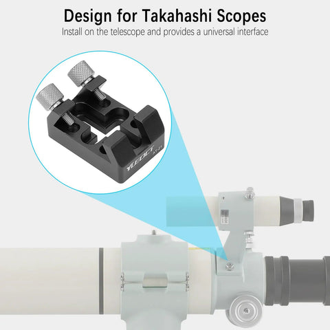 Flat Base Finder Scope Bracket Mount With Dovetail Base for Takahashi Telescopes shown on installation guide.