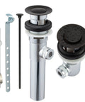 Pop Up Drain Stopper Assembly With Lift Rod And Overflow For Bathroom Vanity Sink, All Brass Construction, Oil Rubbed Bronze Finish