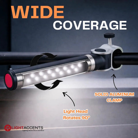 Ultra Bright BBQ Grill Light For Blackstone Griddle And Weber Grills, LED work light bar with clip-on aluminum clamp.