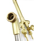 Close-up of Heavy Duty Oxygen Acetylene Cutting Torch With Rear Mounted Pressure Handle showing beefy alloy steel brass construction