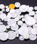 75 Type Plastic Crown Gear Set for DIY projects and science experiments, includes single and double reduction worm gears and pulleys.