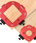 Rock Solid Aluminum Router Corner Radius Jig Set For Woodworking Eight Dead Accurate CNC Templates R10 To R50 on wooden surface.