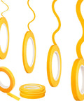 Four Pack Painters Tape Set With 1/16, 1/8, 1/4 And 1/2 Inch Widths, 52 Yards Each, bright yellow rolls shown uncoiling.