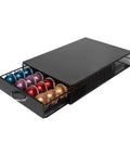 Vertuo Pod Holder Storage Drawer For Nespresso Vertuo Capsules 40 Pod Capacity Under Coffee Machine Counter Organizer Black Metal