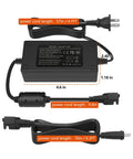 29V 2A Recliner Power Adapter For Sofa Lift Chair And Desk, 2 Pin, 100-240V Wide Input, adapter with power cord lengths shown