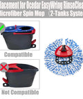 Spin Mop Head Base And Handle Replacement For OCedar EasyWring RinseClean Microfiber Spin Mop 2 Tank System Replacement Kit For Durable Clean Floors And Easy Wet Mopping compatible bucket and mop head