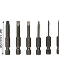 Get Your Hands On These Top Tier Precision Slotted Screwdriver Bits For Power Drills Featuring six alloy steel bits, 50mm, 1/4 hex shank